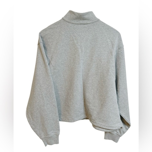 Stori Logo Print 1/2 Zip Mock Neck Cropped Pullover Sweatshirt Gray Sz 6 NWT - Picture 5 of 7